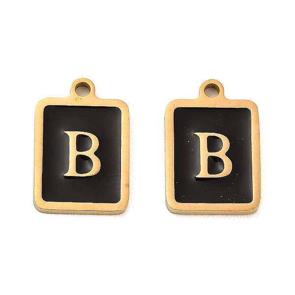

PandaHall 304 Stainless Steel Pendants, with Enamel, Rectangle with Letter Charm, Golden, Letter B, 17.5x12x1.5mm, Hole: 1.5mm Stainless...