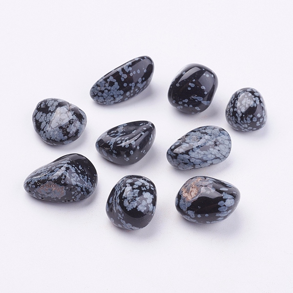 

PandaHall Natural Snowflake Obsidian Beads, Healing Stones, for Energy Balancing Meditation Therapy, Tumbled Stone, No Hole/Undrilled..., Black