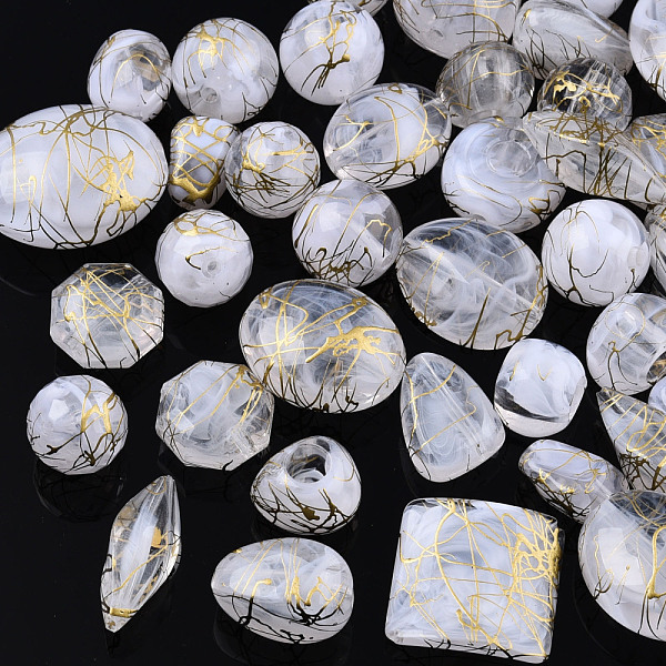 

PandaHall Drawbench Acrylic Beads, Mixed Shapes, Clear, 15~36x9~31x4~18mm, Hole: 1.4~2mm Acrylic Mixed Shapes Clear
