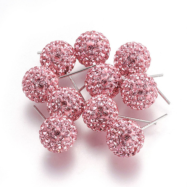 

PandaHall 925 Sterling Silver Austrian Crystal Rhinestone Ear Stud, Round, 223_Light Rose, 20x10x1mm Sterling Silver+Austrian Crystal Pink