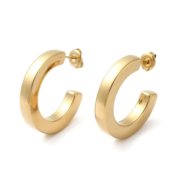 

PandaHall 304 Stainless Steel C Shaped Stud Earrings, Half Hoop Earrings for Women, Real 18K Gold Plated, 29.5x5mm 304 Stainless Steel...