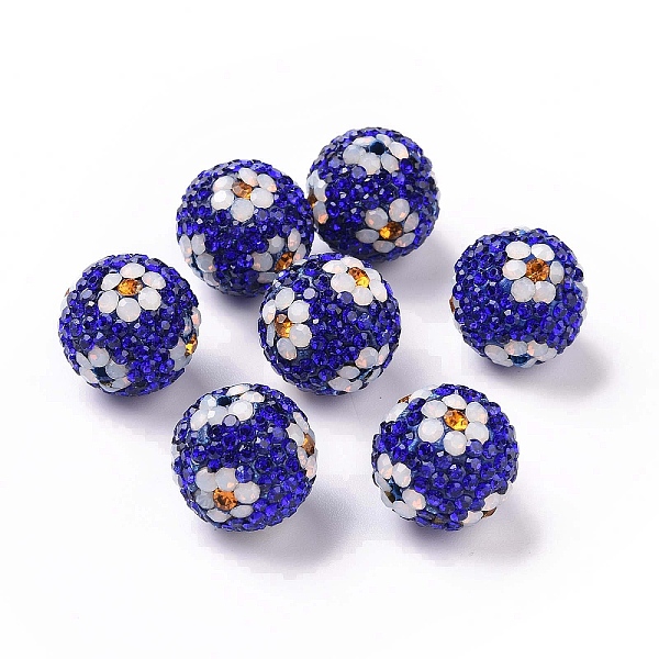 

PandaHall Polymer Clay Rhinestone Beads, Pave Disco Ball Beads, Round with Flower, Sapphire, 16mm, Hole: 1.6~1.8mm Polymer Clay+Glass..., Blue