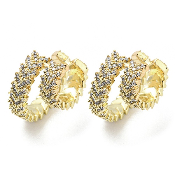 

PandaHall Brass Micro Pave Cubic Zirconia Cuff Earrings, Real 18K Gold Plated, 17x10.5x18.5mm Brass