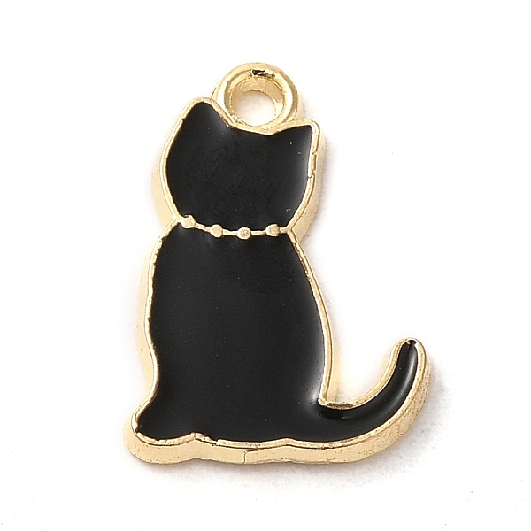 

PandaHall Alloy Enamel Pendants, Cat Charm, Golden, Black, 15.5x11x1.3mm, Hole: 1.4mm Alloy+Enamel Cat Shape Black