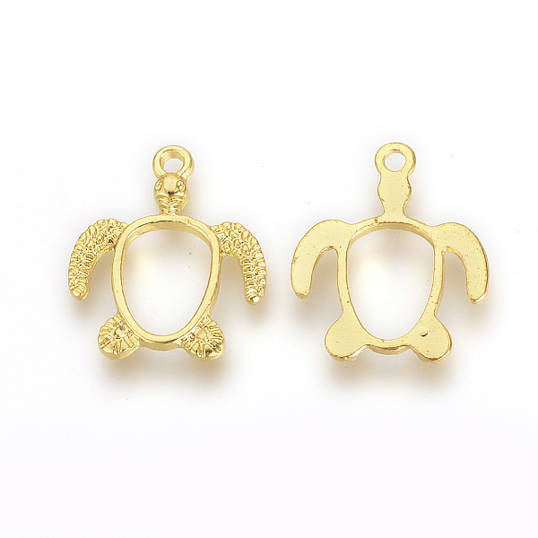 

PandaHall Tibetan Style Alloy Open Back Bezel Pendants, For DIY UV Resin, Epoxy Resin, Pressed Flower Jewelry, Tortoise, Golden, 21.5x18x2mm...