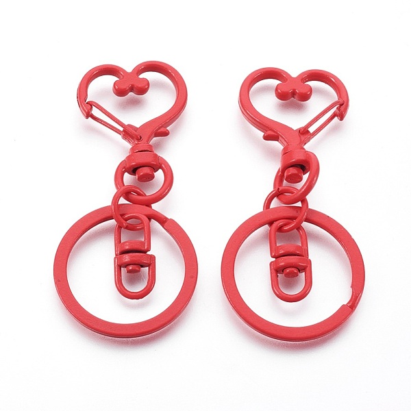

PandaHall Iron Heart Split Key Rings, Keychain Clasp Findings, Lead Free & Nickel Free, Red, 68x30x6mm Iron Heart Red