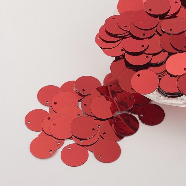 

PandaHall Ornament Accessories Plastic Paillette/Sequins Charms, Flat Round, Indian Red, 12~13x0.1mm, Hole: 1.4mm Plastic Flat Round Red