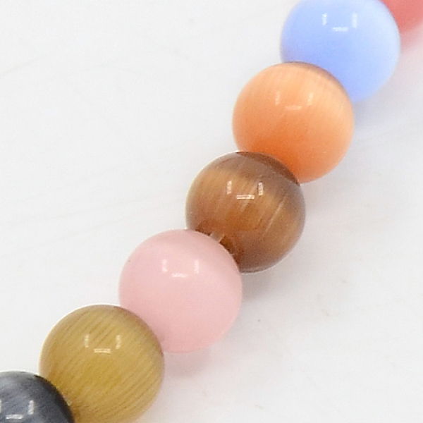 

PandaHall Cat Eye Beads Strands, Round, Mixed Color, 5mm, Hole: 1mm, about 85pcs/strand, 16 inch Glass Round Multicolor
