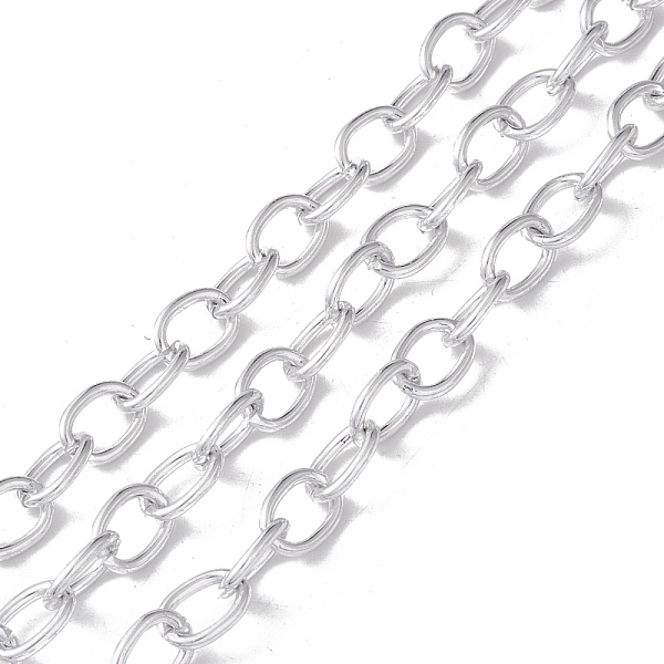 

PandaHall Oval Oxidation Aluminum Cable Chains, Unwelded, with Spool, Silver, Link: 12x8.5x1.5mm, about 30m/roll Aluminum