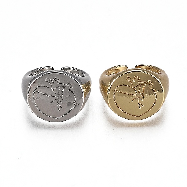 

PandaHall Brass Cuff Rings, Open Rings, Cadmium Free & Lead Free, Flat Round with Heart, Mixed Color, US Size 6 1/2(16.9mm) Brass
