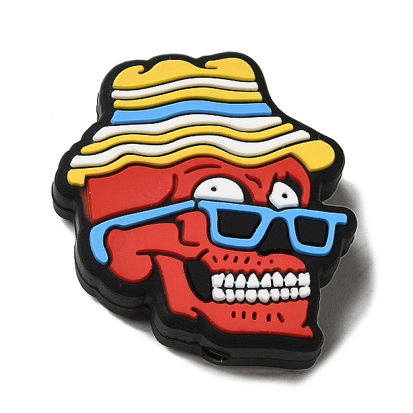 

PandaHall Skull Silicone Focal Beads, Chewing Beads For Teethers, DIY Nursing Necklaces Making, FireBrick, 28x25x8mm, Hole: 2.5mm Silicone..., Red