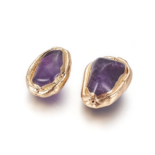 

PandaHall Natural Amethyst Beads, Edge Golden Plated, Nuggets, 23~26x17~20x12~14mm, Hole: 0.8mm Amethyst Nuggets