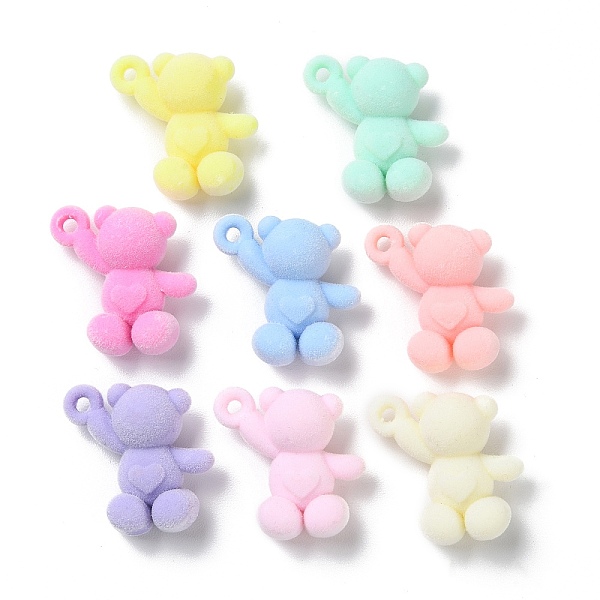 

PandaHall Flocky Acrylic Pendants, Bear, Mixed Color, 38x30x14mm, Hole: 3mm Acrylic Bear Multicolor