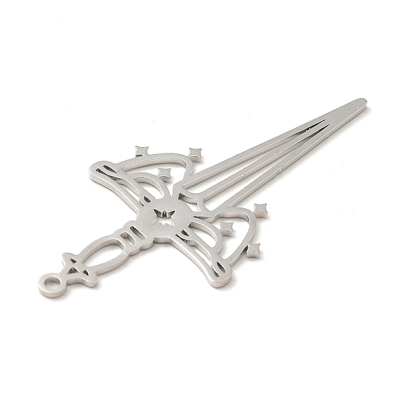 

PandaHall 201 Stainless Steel Big Pendants, Sword Charms, Stainless Steel Color, 50x23x1mm, Hole: 1.6~1.8mm 201 Stainless Steel Others