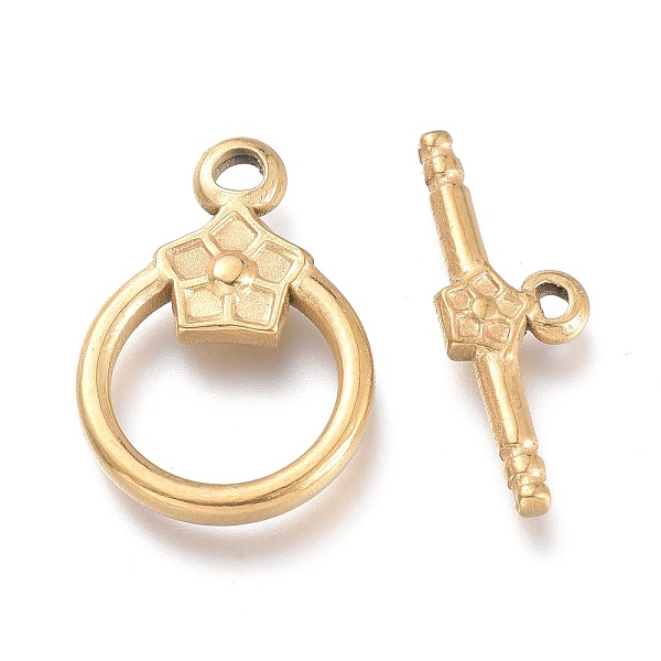 

PandaHall Ion Plating(IP) 304 Stainless Steel Toggle Clasps, Ring, Golden, Ring: 19x13.5x2.7mm, Hole: 1.8mm, Bar: 19.5x7x2.5mm, Hole: 1.2mm...