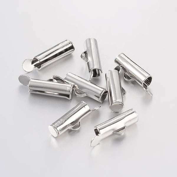 

PandaHall Iron Slide On End Clasp Tubes, Slider End Caps, Platinum, 6x12mm, Hole: 3x1mm, Inner Diameter: 12x3mm Iron