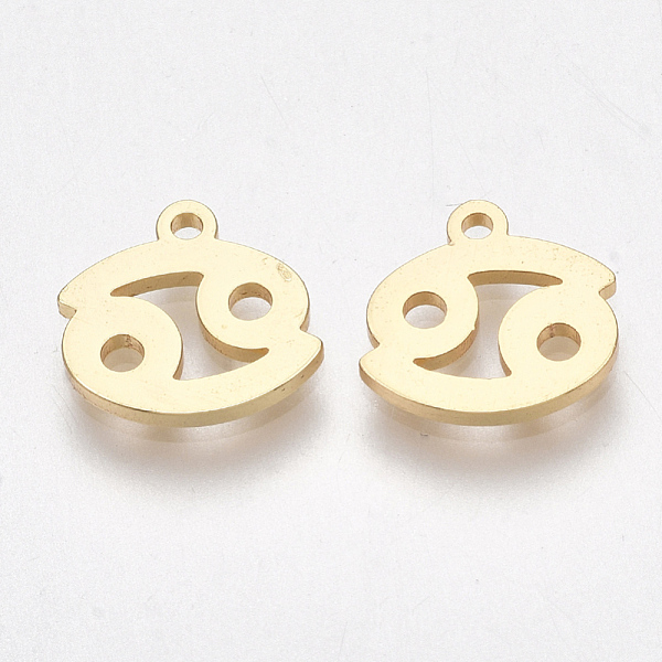 

PandaHall Ion Plating(IP) 304 Stainless Steel Charms, Constellation, Golden, Cancer, 9x9x1mm, Hole: 0.8mm 304 Stainless Steel Cancer