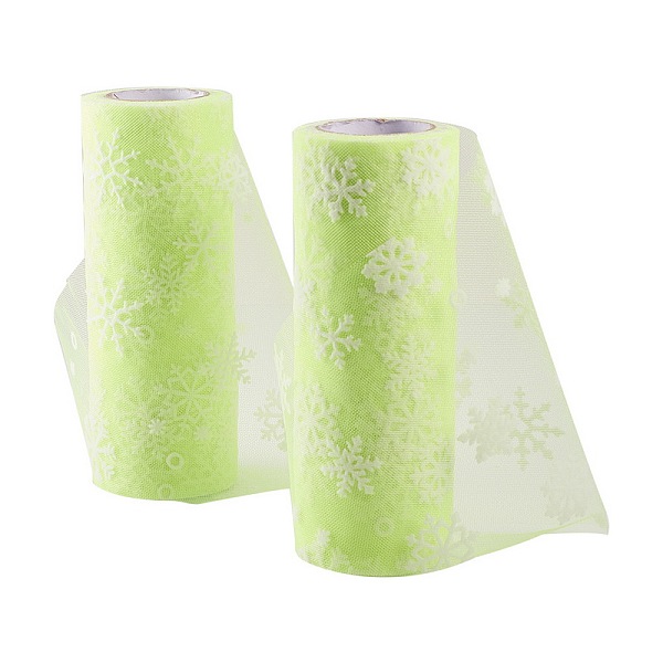 

PandaHall Snowflake Deco Mesh Ribbons, Tulle Fabric, Tulle Roll Spool Fabric For Skirt Making, Green Yellow, 6 inch(15cm), about...