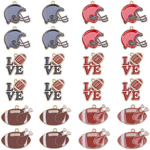 

PandaHall SUNNYCLUE 24Pcs 6 Style Alloy Enamel Pendants, Cadmium Free & Nickel Free & Lead Free, Light Gold, Word LOVE with Rugby & Baseball..., Multicolor