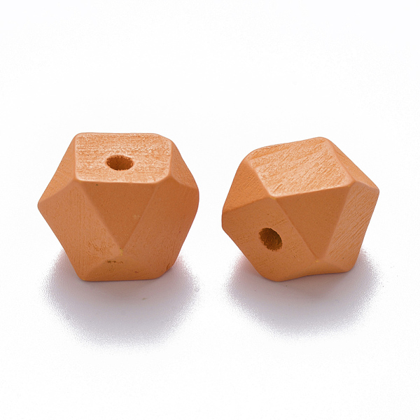 

PandaHall Painted Natural Wood Beads, Polygon, Orange, 15.5x16x16mm, Hole: 3.5mm Wood Polygon Orange
