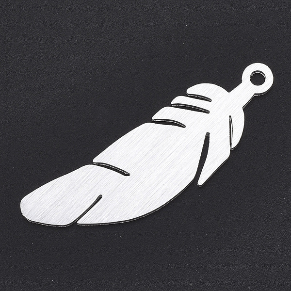 

PandaHall Aluminium Big Pendants, Laser Cut Big Pendants, Feather, Silver Color Plated, 54x16.5x1mm, Hole: 3mm Aluminum Feather