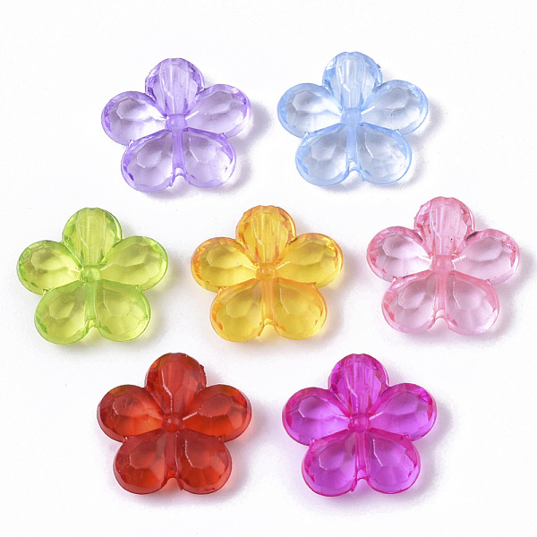 

PandaHall Transparent Faceted Acrylic Beads, Flower, Mixed Color, 14x14x4mm, Hole: 1.6mm, about 1280pcs/500g Acrylic Flower Multicolor