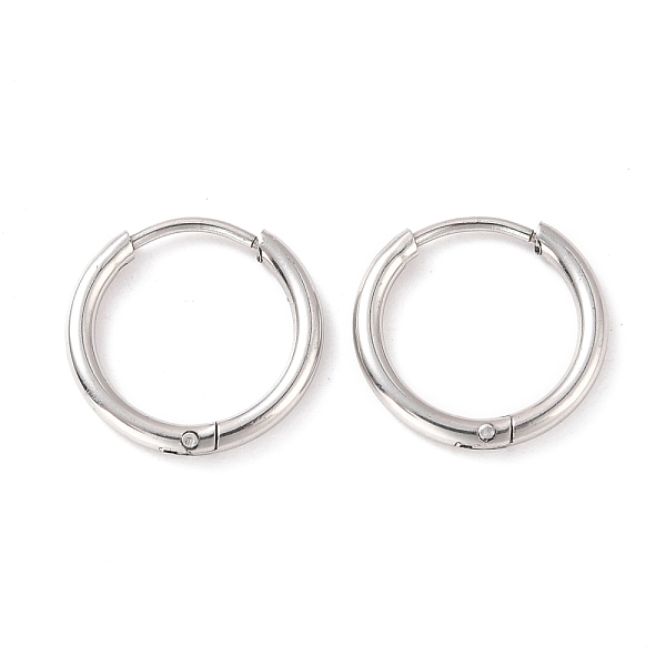 

PandaHall 304 Stainless Steel Huggie Hoop Earrings for Women, Stainless Steel Color, 14 Gauge, 13x1.6mm, Pin: 0.7mm 304 Stainless Steel Ring