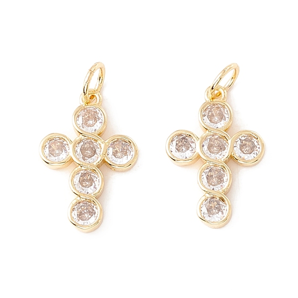 

PandaHall Rack Plating Brass Micro Pave Clear Cubic Zirconia Pendants, with Jump Rings, Long-Lasting Plated, Cadmium Free & Lead Free, Cross...