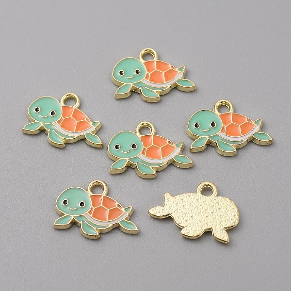 

PandaHall Alloy Enamel Pendants, Light Gold, Ocean Animal Charm, Sea Turtle Pattern, 12x16.5x1.5mm, Hole: 2mm Alloy+Enamel Turtle