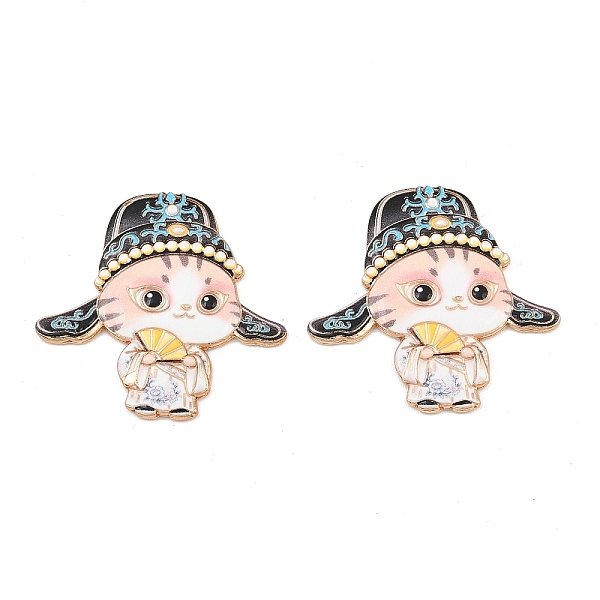 Peking Opera Cat Alloy Enamel Cabochons