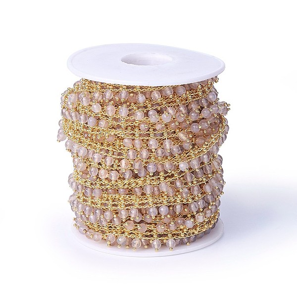 

PandaHall Handmade Dyed Natural Faceted Agate Beaded Chains, Soldered, with Brass Findings, Golden, Long-Lasting Plated, with Spool, Misty...