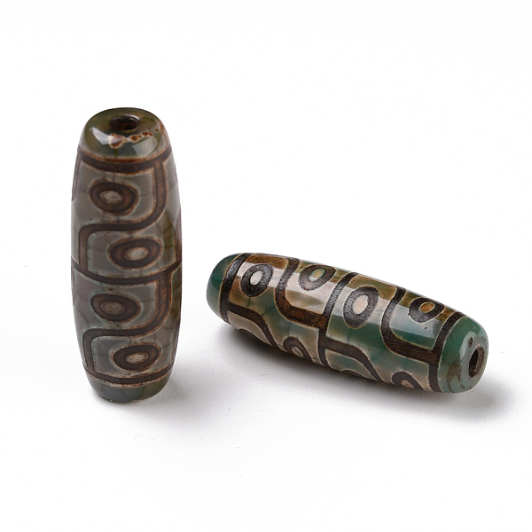 

PandaHall Tibetan Style dZi Beads, Natural Agate Beads, Dyed & Heated, Oval, 12-Eye, 28.5~32x10~12.5mm, Hole: 1.5~3mm Tibetan Agate Oval