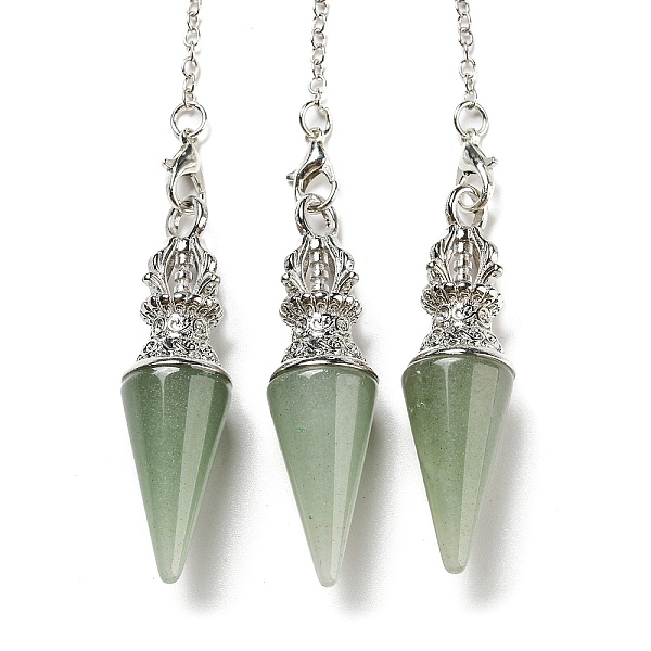 

PandaHall Natural Green Aventurine Pointed Dowsing Pendulums, with Rack Plating Platinum Plated Brass Findings, Cadmium Free & Lead Free...