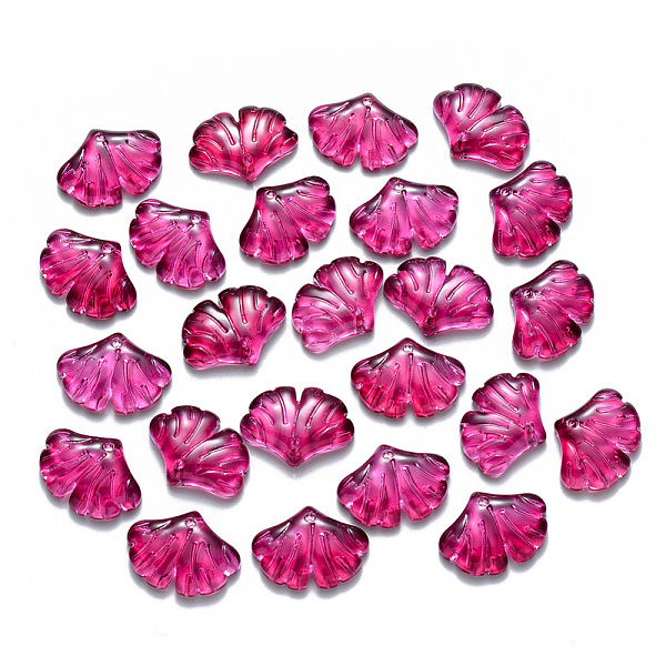 

PandaHall Transparent Baking Painted Glass Pendants, Ginkgo Leaf, Medium Violet Red, 15x20x4.5mm, Hole: 1.2mm Glass Leaf Red
