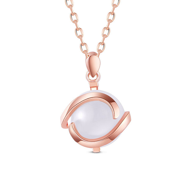 

PandaHall SHEGRACE 925 Sterling Silver Pendant Necklace, with Opal, Round, White, Rose Gold, 17.72 inch(45cm) Sterling Silver White