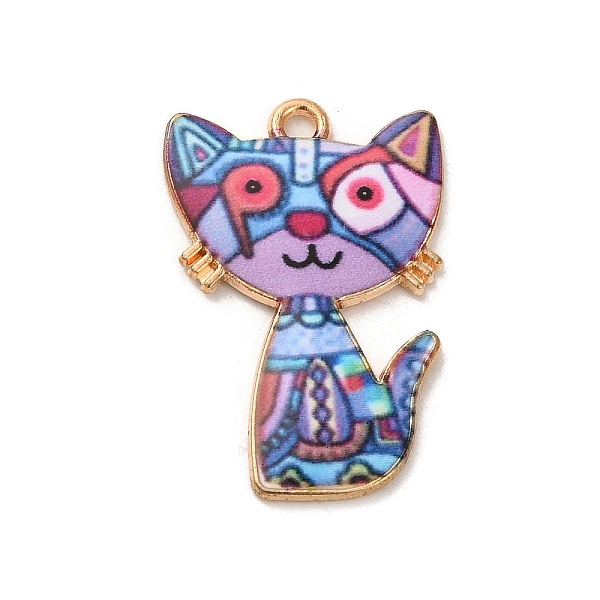 

PandaHall Alloy Enamel Pendants, Light Gold, Cat Charm, Colorful, 26x17x1.5mm, Hole: 1.6mm Alloy+Enamel Cat Shape