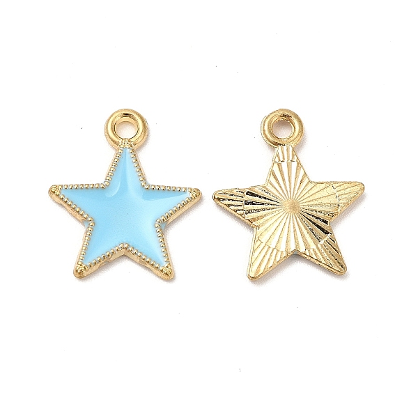 

PandaHall Alloy Enamel Pendants, Cadmium Free & Nickel Free & Lead Free, Star Charm, Golden, Cyan, 18x15.5x1.5mm, Hole: 1.8mm Alloy+Enamel...