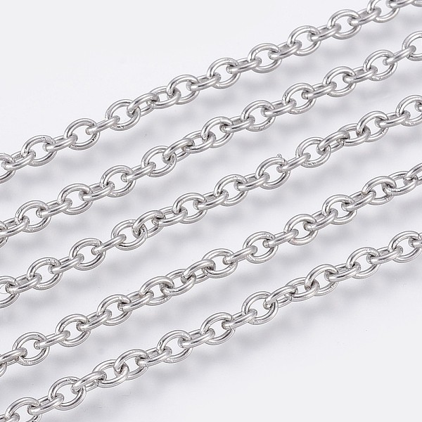 

PandaHall 304 Stainless Steel Cable Chains, Soldered, Oval, Stainless Steel Color, 4x3x0.8mm 304 Stainless Steel