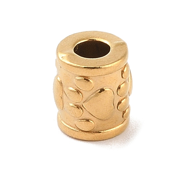 

PandaHall 304 Stainless Steel Beads, Column with Paw Print, Golden, 10x8mm, Hole: 4mm 304 Stainless Steel Column