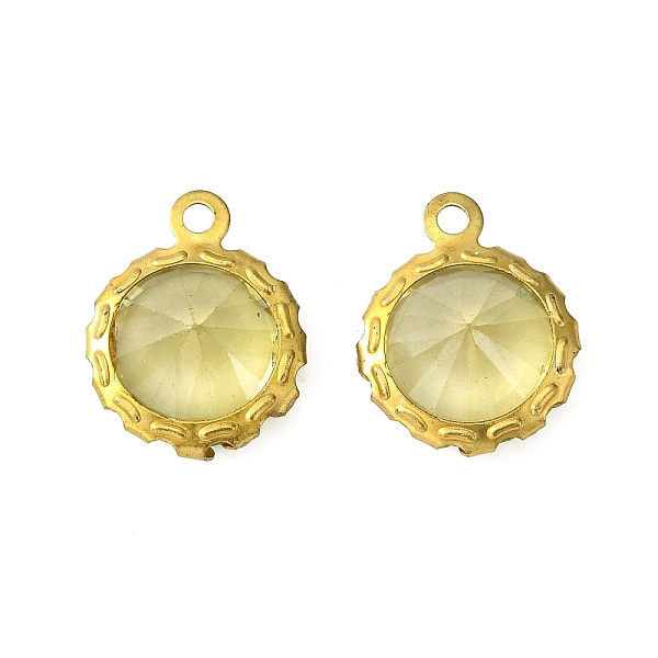 

PandaHall Brass Resin Rhinestone Pendants, Faceted, Flat Round, Golden Metal Color, Light Yellow, 13x11x6mm, Hole: 1mm Brass+Resin Flat...