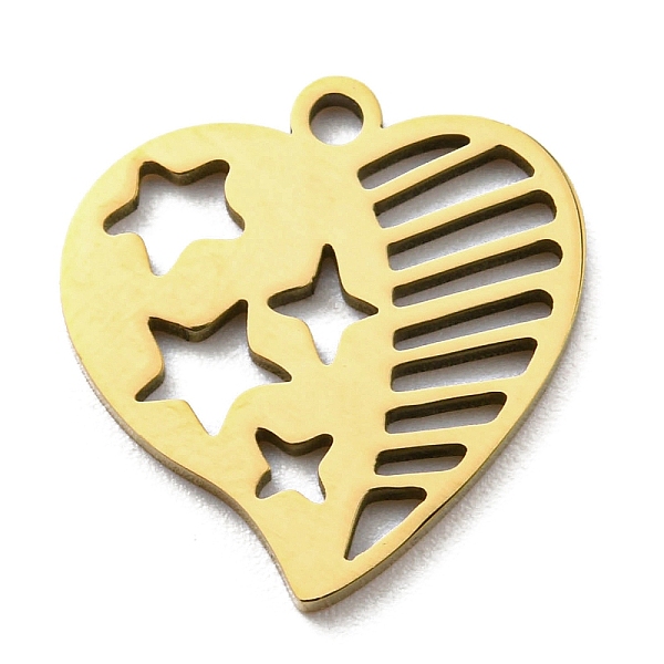 

PandaHall Ion Plating(IP) 316L Surgical Stainless Steel Pendants, Laser Cut, Heart with Star Charm, Real 18K Gold Plated, 16x15x1mm, Hole...