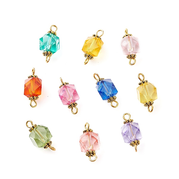 

PandaHall Transparent Acrylic Links, with Antique Golden Plated Alloy Findings, Faceted, Polygon, Mixed Color, 18x10x10mm, Hole: 1.6mm..., Multicolor