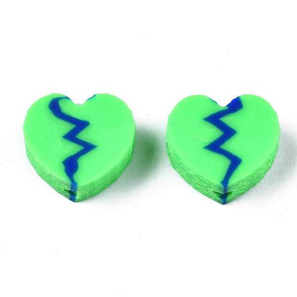 

PandaHall Handmade Polymer Clay Beads, for DIY Jewelry Crafts Supplies, Heart, Spring Green, 8x9~9.5x4~4.5mm, Hole: 1.8mm Polymer Clay Heart