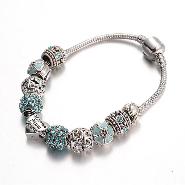 

PandaHall Alloy Rhinestone Bead European Bracelets, with Brass Chain, Mixed Color, 190mm Rhinestone Multicolor