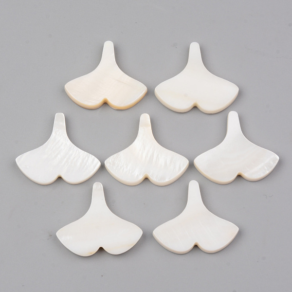 

PandaHall Natural Freshwater Shell Cabochons, Ginkgo Leaf, Linen, 24~25x27~27.5x3mm Freshwater Shell Leaf Brown