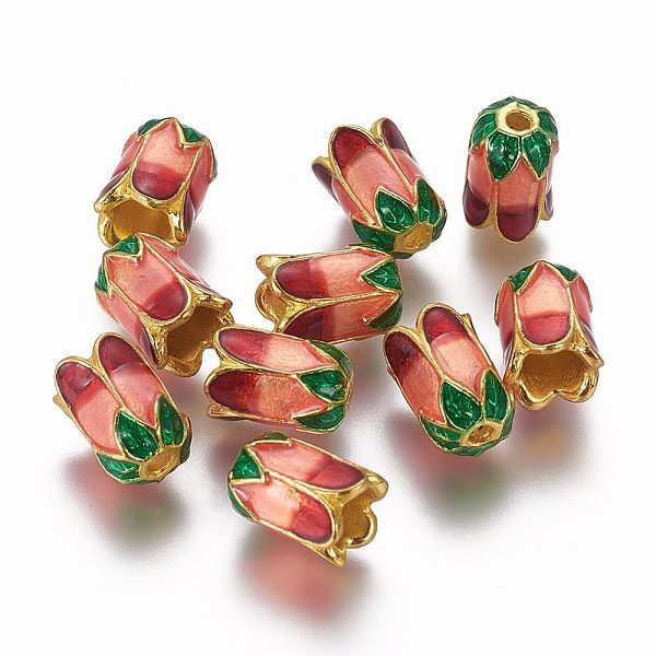 

PandaHall PH 10pcs Trumpet Flower Beads 5-Petal Flower Bead Caps Pink Enamel Flower Bead Caps Filigree Bead Stopper for DIY Earring...