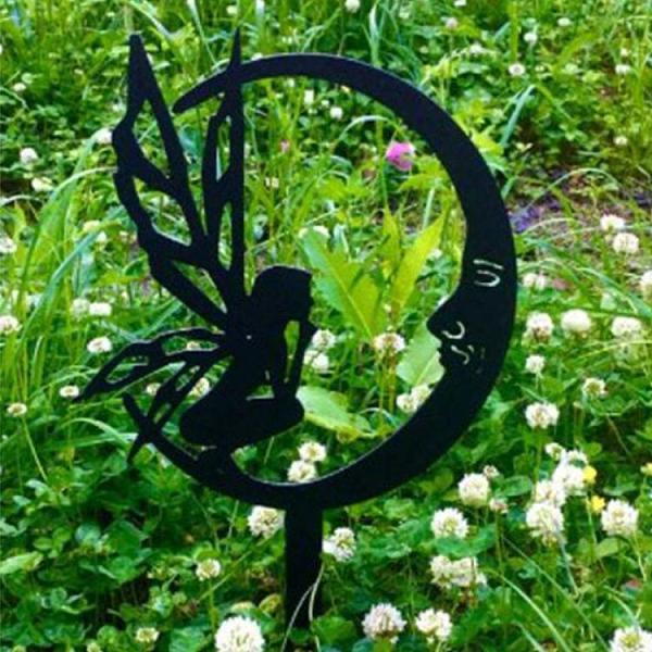 

PandaHall Fairy & Moon Iron Decorative Garden Stake, Ground Insert Decor, for Yard, Lawn, Garden, Graveyard Decoration, Electrophoresis...