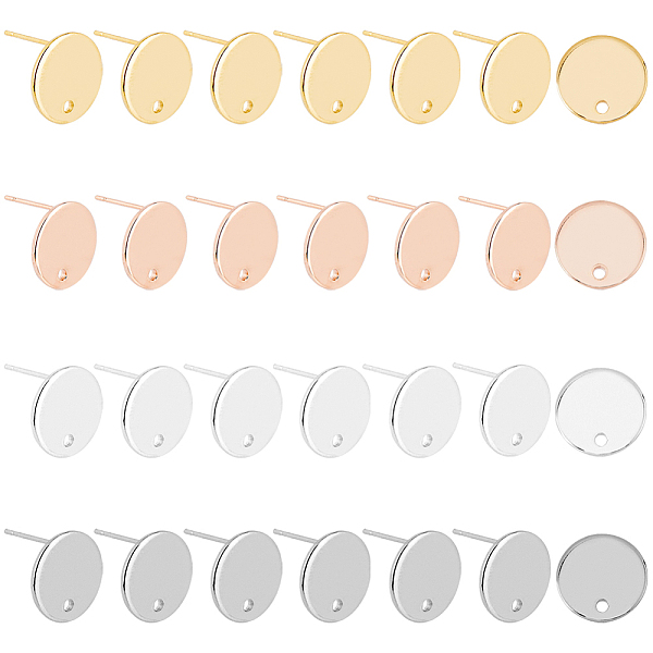 

PandaHall SUPERFINDINGS 24Pcs 4 Colors 201 Stainless Steel Stud Earring Findings, with 316 Surgical Stainless Steel Pins and Hole, Flat...