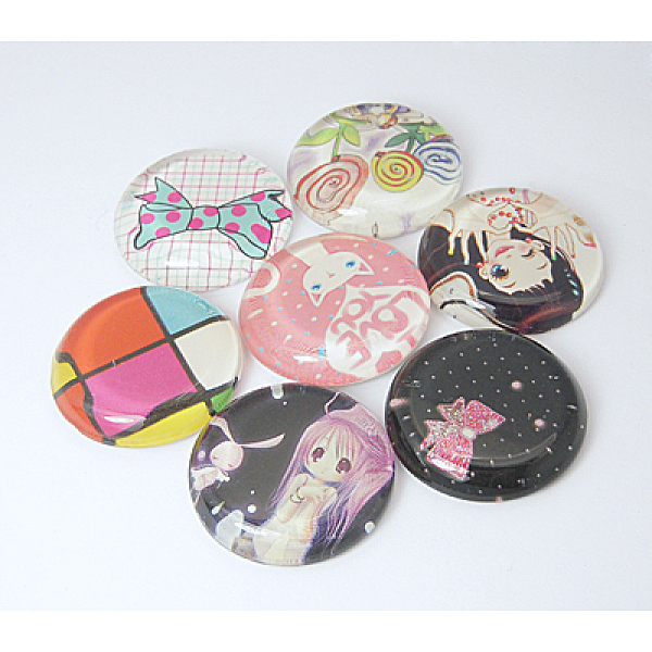 

PandaHall Tempered Glass Cabochons, Half Round/Dome, Mixed Patterns, Colorful, Size: about 22mm in diameter, 6mm thick Glass Half Round..., Multicolor