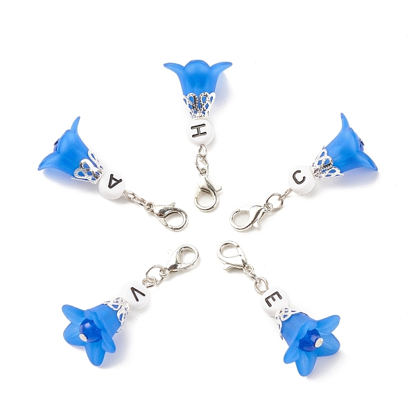 

PandaHall Frosted Flower Transparent Acrylic Pendant Decoration, with Natural & Dyed Malaysia Jade Beads and Random Mixed Letters Acrylic...